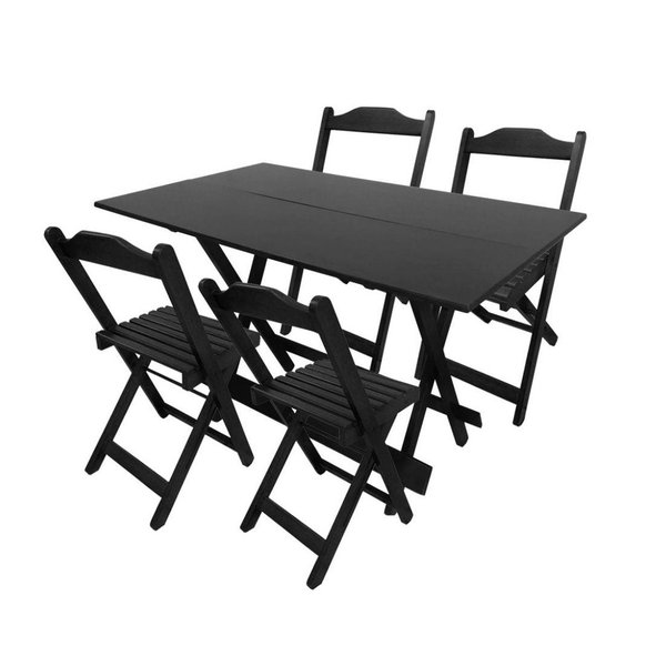 Conjunto Dobrável de Mesa 120x70 com 1 Mesa e 4 Cadeiras em