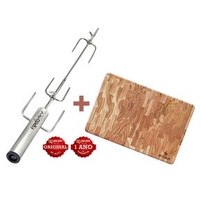 Kit 3 Espetos Giratório a Pilha Inox Regulável 50cm à 65cm - JHFER