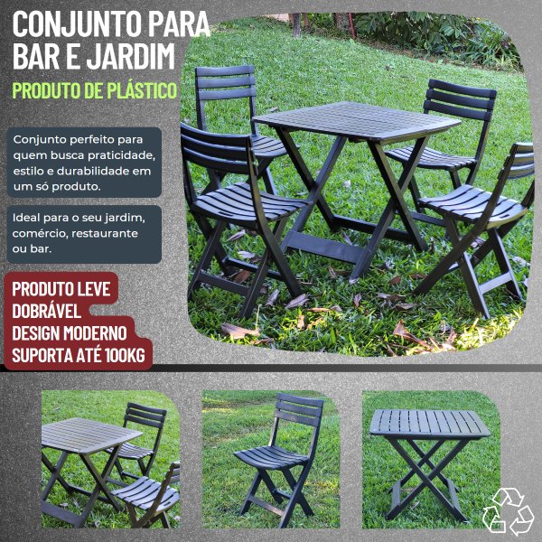 CONJUNTO MESA PLÁSTICO 70 X 70 COMPOSTO POR MESA E 04 CADEIRAS BISTRÔ SEM  BRAÇO COD. 2055 Cadeiras Cadeiras Operacionais / Executiva / Móveis de Aço  - MaxmóveisBH Cadeiras