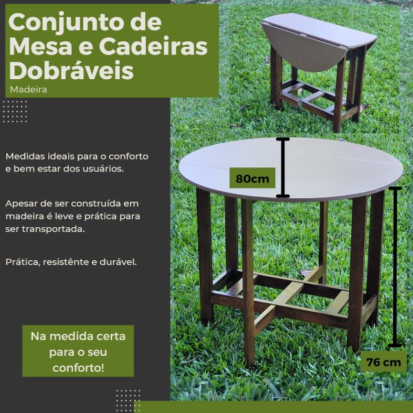 Mesa dobrável, Mesa dobrável redonda, Mesa