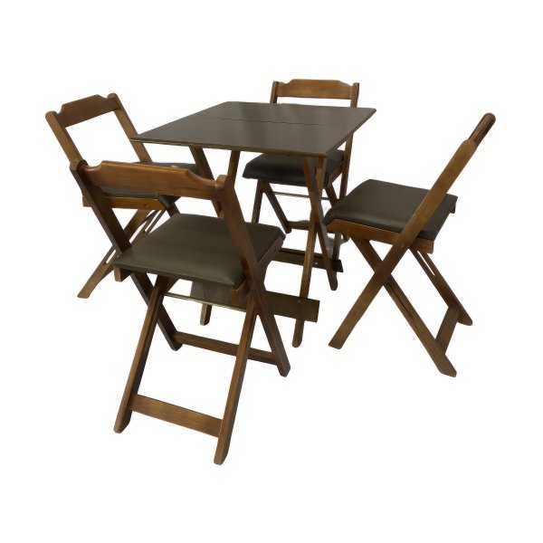 Conjunto Mesa 4 Cadeiras Pequena Madeira Imbuia Industrial Premium