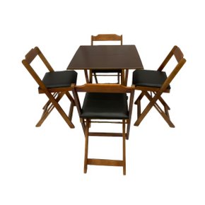 CONJUNTO DE MESA EM MADEIRA 4 CADEIRAS DOBRÁVEL IMBUIA 70X70-MADSIL - Loja  Santa Maria - A loja da sua Família