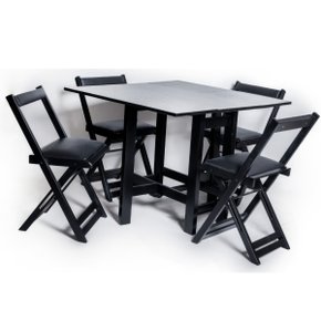 CONJUNTO DE MESA EM MADEIRA 4 CADEIRAS DOBRÁVEL IMBUIA 70X70-MADSIL - Loja  Santa Maria - A loja da sua Família