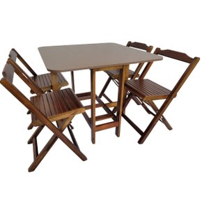 CONJUNTO DE MESA EM MADEIRA 4 CADEIRAS DOBRÁVEL IMBUIA 70X70-MADSIL - Loja  Santa Maria - A loja da sua Família