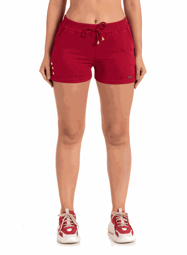 Short moletom feminino vermelho cheap