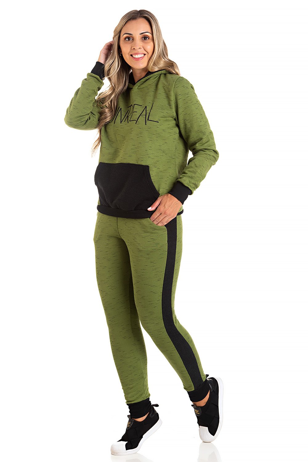 Conjunto Moleton Jet Plush Buclê Feminino Nessa Verde