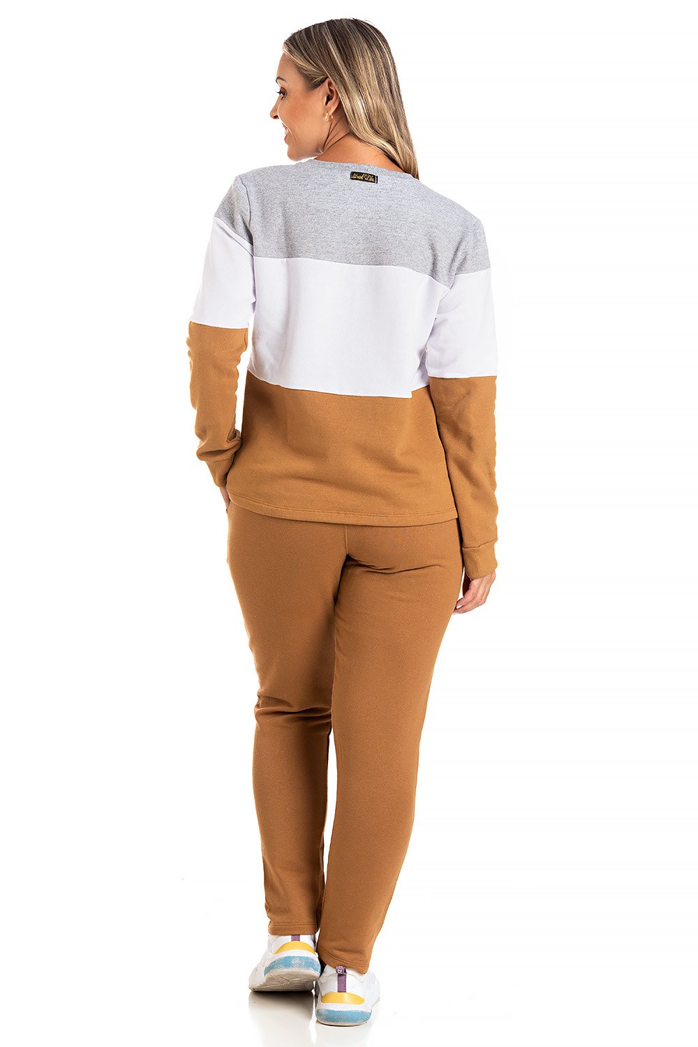 Conjunto Moleton Confort Peluciado Feminino Bella Caramelo