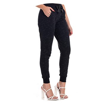 Calça Jogger Moletom Jet Peluciado Laço Feminino Wind Life Preto