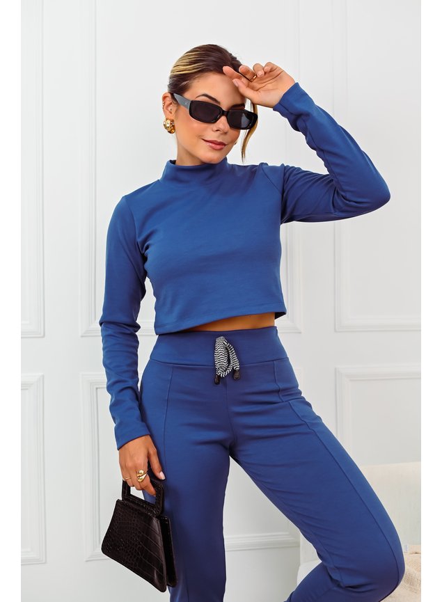 Conjunto Ponto Roma Feminino Juliana Azul