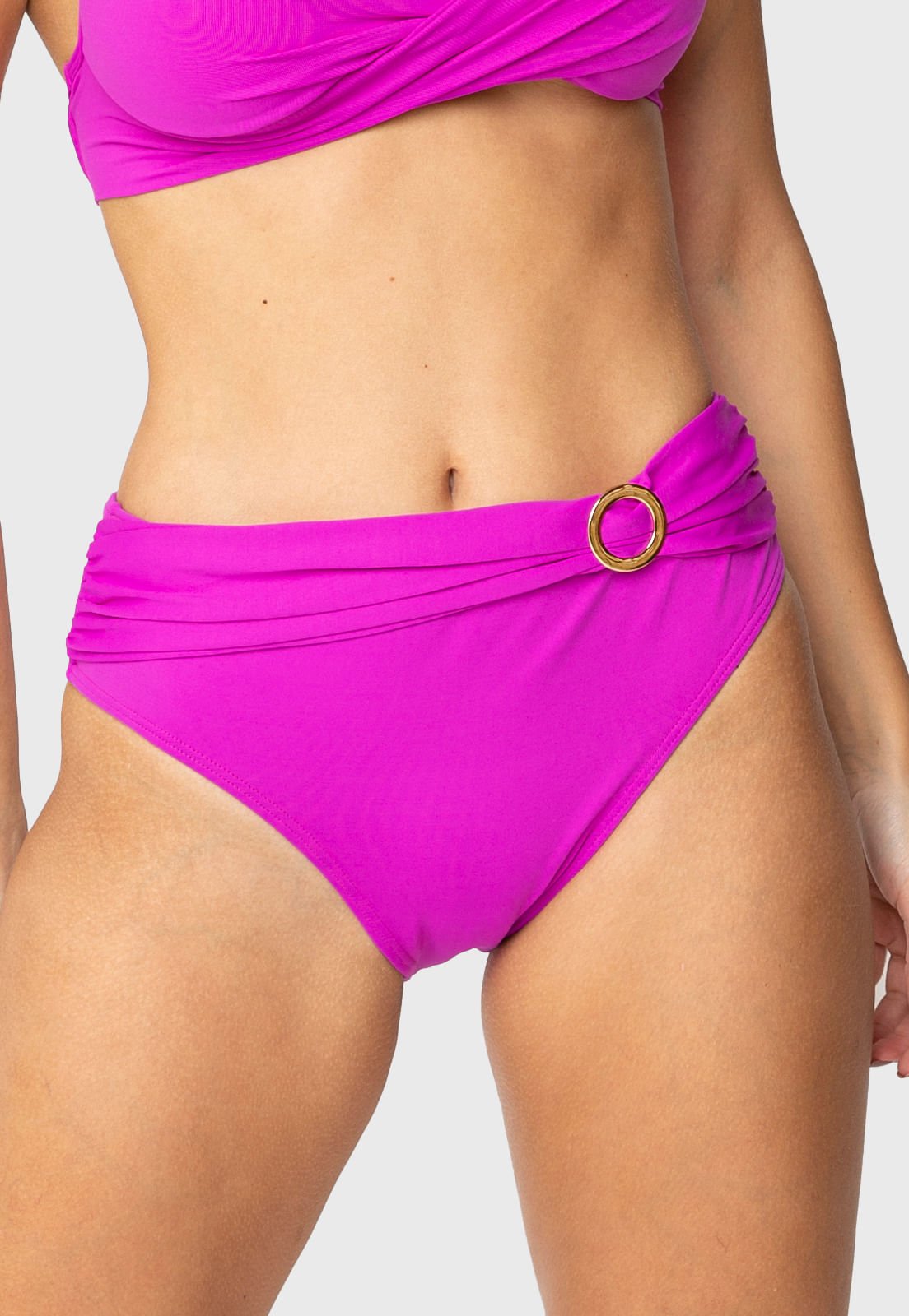 Calcinha de Biquíni Clássico Com Faixa e Fivela Pink Calcinha de Biquíni Clássico Com Faixa e Fivela Pink