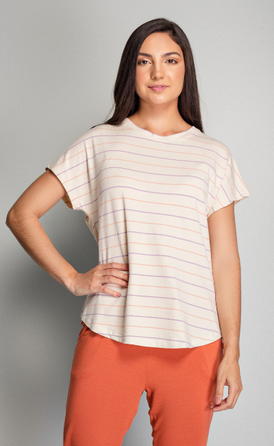 Blusa Feminina Creme Brulle Listras Blusa Feminina Creme Brulle Listras
