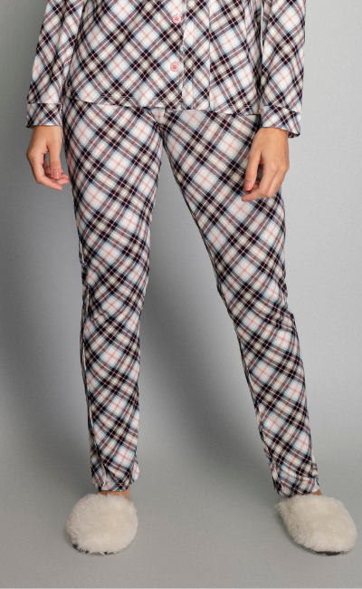 Calça Básica Pijama Com Elástico No Cós Xadrez Preto Calça Básica Pijama Com Elástico No Cós Xadrez Preto