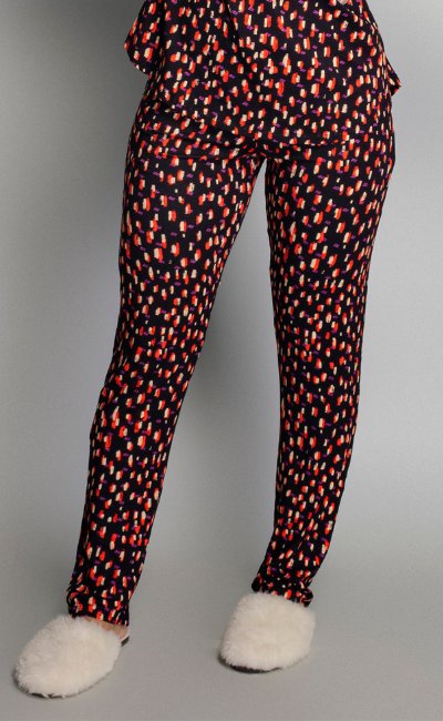Calça Básica Pijama Com Elástico No Cós Pinceladas Calça Básica Pijama Com Elástico No Cós Pinceladas