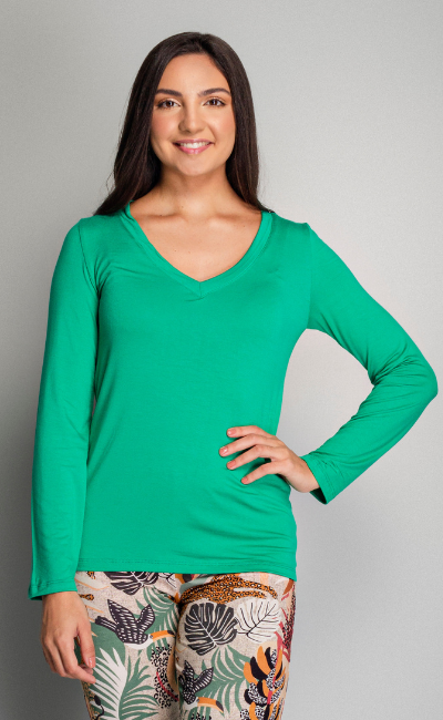 Blusinha Basica manga longa Verde Blusinha Basica manga longa Verde