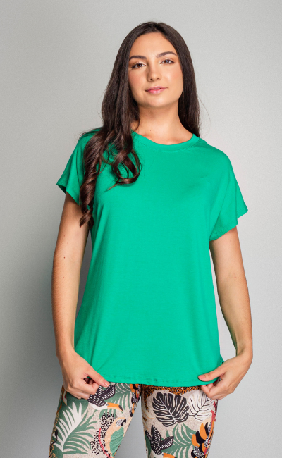 Blusinha Basica manga curta pijama Verde Blusinha Basica manga curta pijama Verde