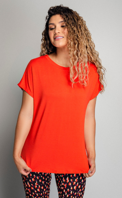 Blusinha Basica manga curta pijama Laranja Blusinha Basica manga curta pijama Laranja