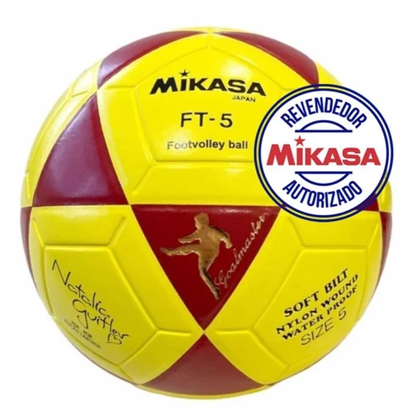 BOLA OFICIAL DE FUTEVÔLEI MIKASA FT-5 - PADRÃO FIFA AMARELA/PRETA