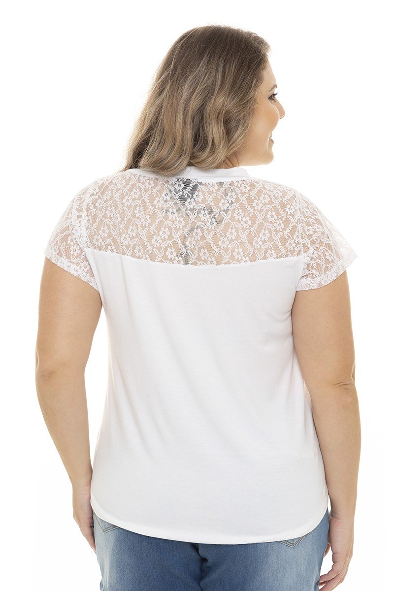 Camisa de best sale renda branca feminina