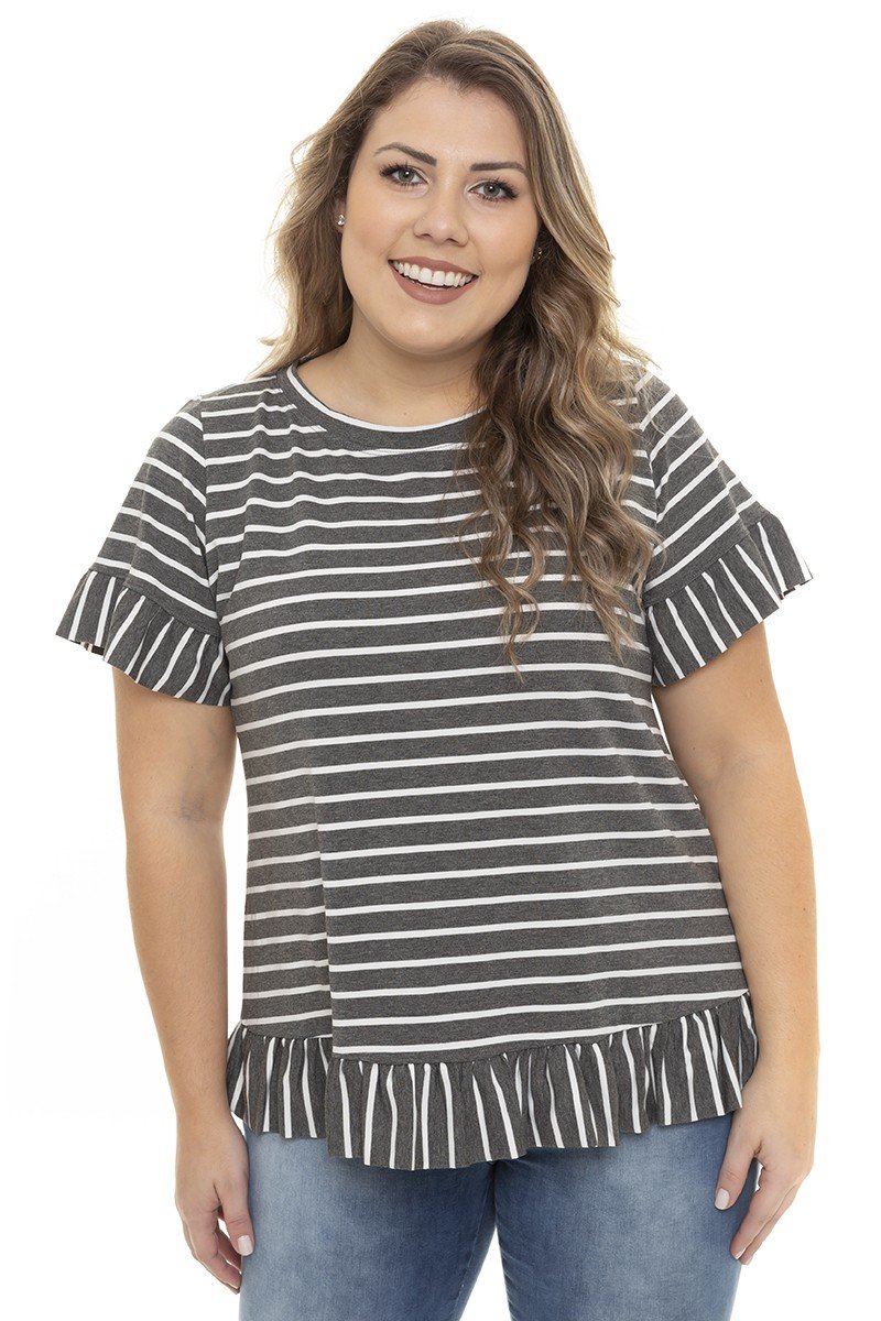 Blusa listrada feminina sales plus size