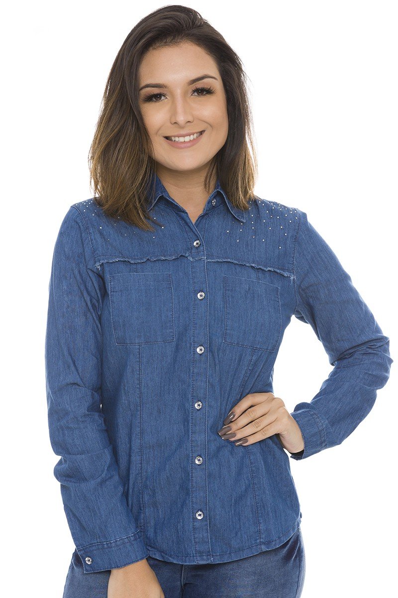 Camisa jeans feminina store comprar