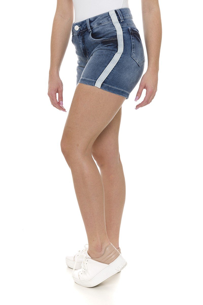 Short jeans feminino cheap com listra lateral