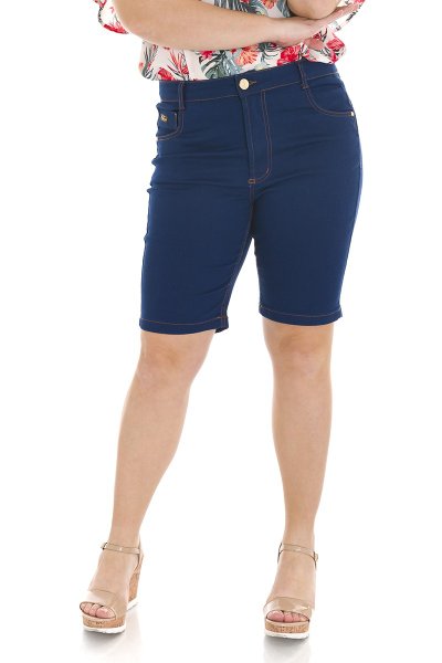 Short Jeans Barra Assimétrica Plus Size Cris