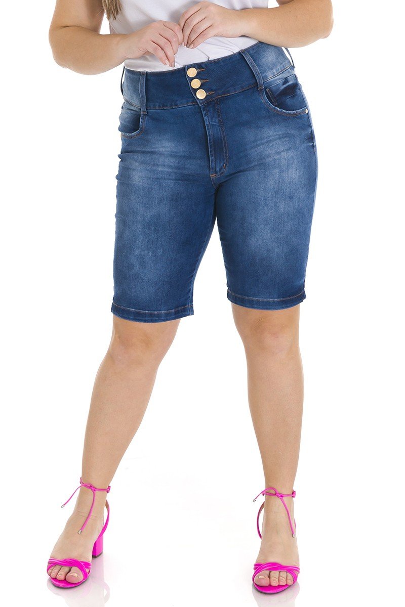 Bermuda ciclista jeans feminina best sale plus size