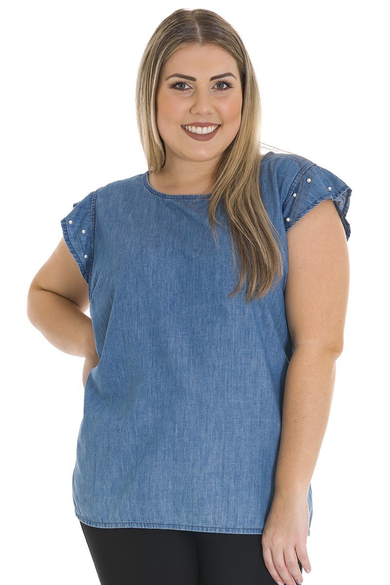 Blusa jeans clearance plus size