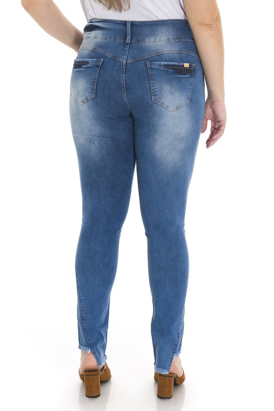 Calça Jeans Plus Size Feminina Skinny Lisa Cintura Alta Nova