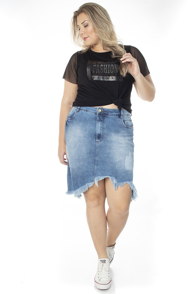 Saia jeans plus sales size