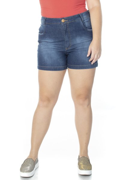 Shorts jeans com elastico feminino Plus Size - Loja Lafa Moda Plus