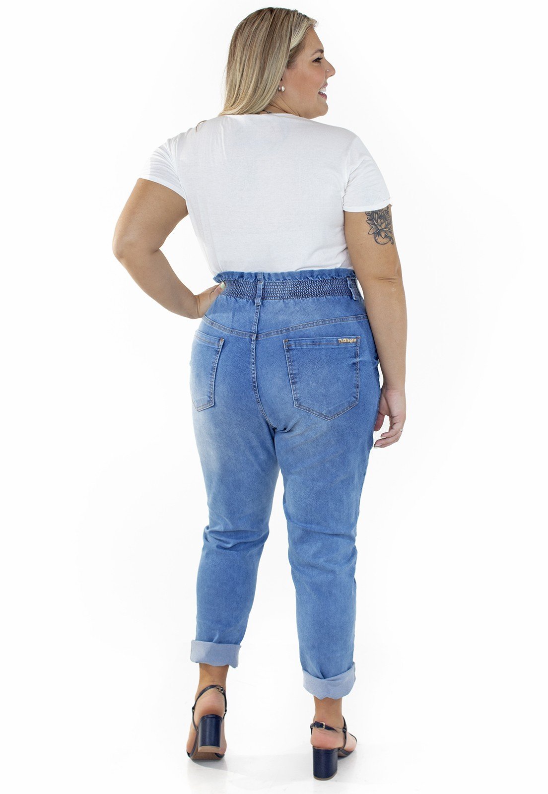 Calça jeans com 2024 elastico plus size