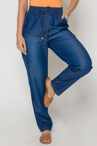 Calça jeans cargo pantalona plus size - Camilly Plus Size