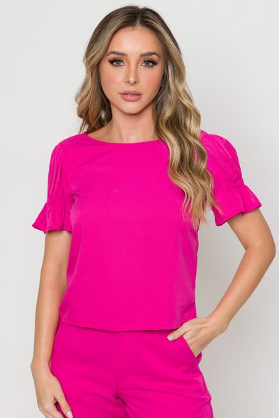 01 blusa de viscose rosa pink com elastico nas mangas anna