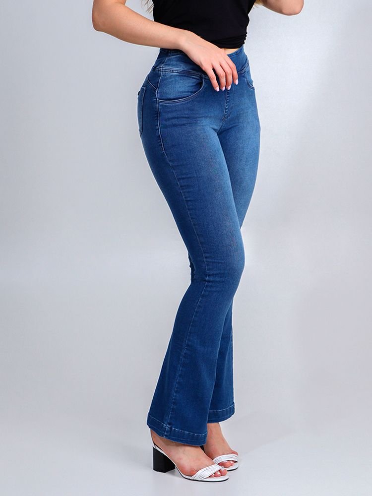 Calça Feminina Boot Cut Jogging Safira Azul