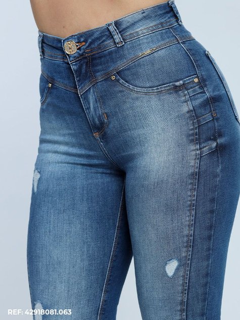 Calça Feminina Jeans Legging Elastano Cintura Média em Promoção na  Americanas