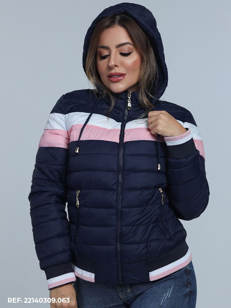 Jaqueta Feminina Nylon Puffer Bobojaco Esportiva Branco