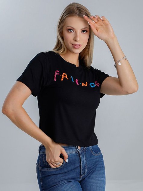 Camiseta T-Shirt Feminina Manga Curta Friends (Preto)