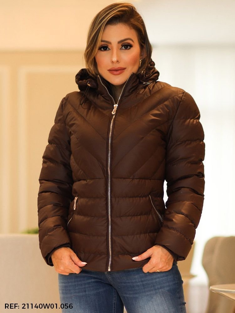 Jaqueta Feminina Nylon Bobojaco All Size Marrom