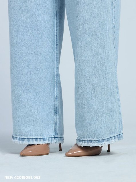 Calça Jeans Ane Plus Size Wide Leg Premium Ledian Azul