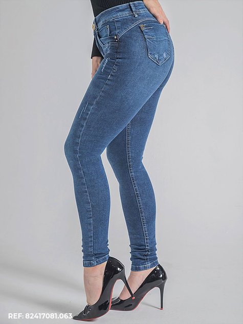 Calça Bootcut Jeans com Bolso Diferenciado Azul Claro