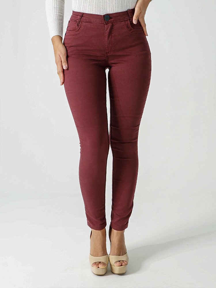 Calça jeans cheap bordo feminina