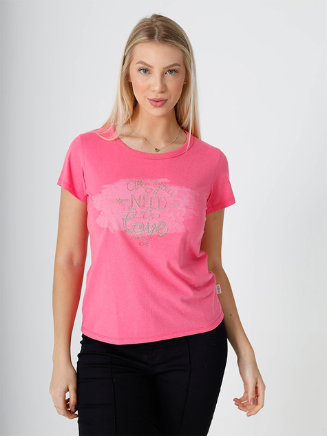 T-Shirt Feminina Gola O Rosa