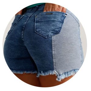 Detalhes Short Jeans Feminino Two Tone