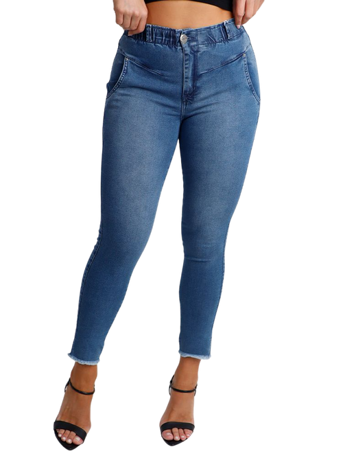 Jeans Capri para mulheres Stretch bordado denim Jean Angola