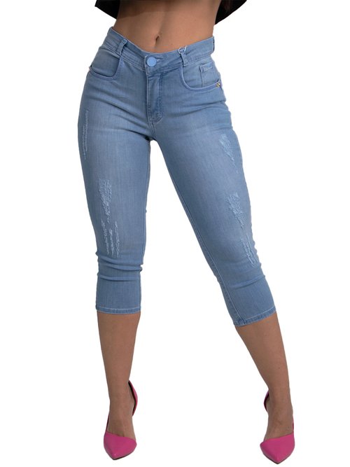 Calça Feminina Jeans Capri Modeladora Niina Safira