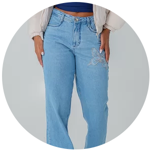 calca feminina jeans wide cintura alta