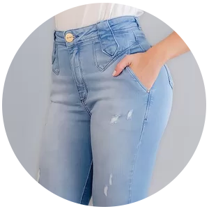 calca jeans feminina capri bolso faca