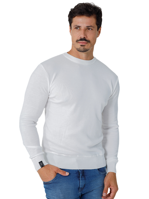 blusa manga longa masculina branco fio