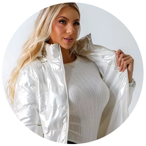 jaqueta feminina metalizada branca